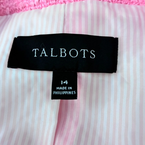 Talbots | Classic Pink Tweed Tailored ¾ Sleeve Blazer Size 14 - Picture 5 of 11